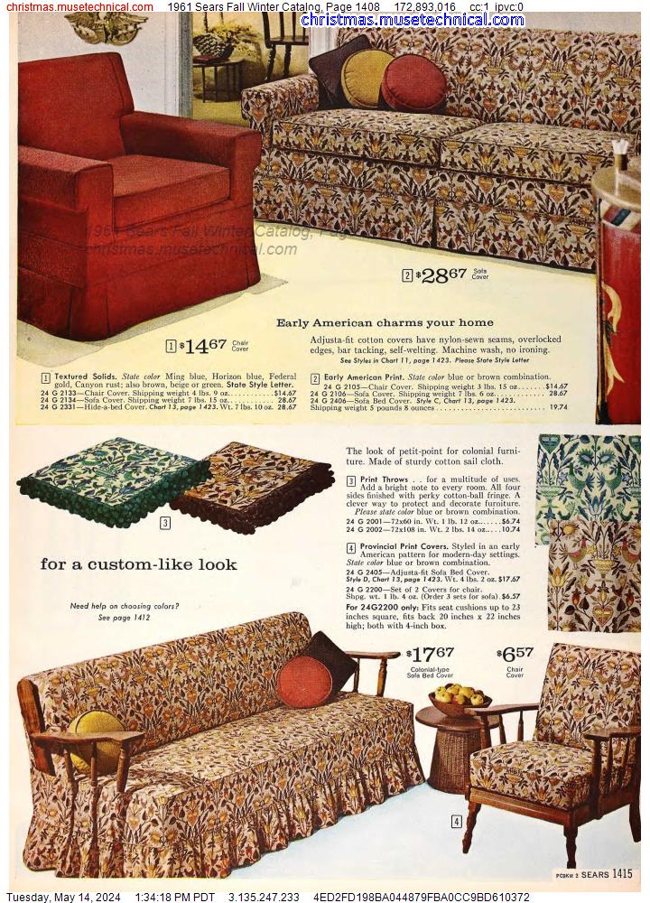 1961 Sears Fall Winter Catalog, Page 1408
