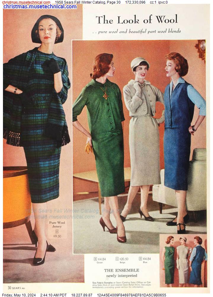 1958 Sears Fall Winter Catalog, Page 30
