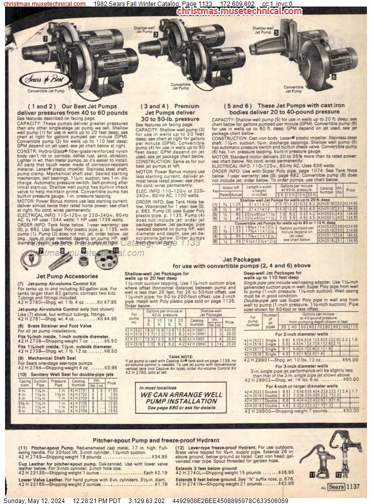 1982 Sears Fall Winter Catalog, Page 1133