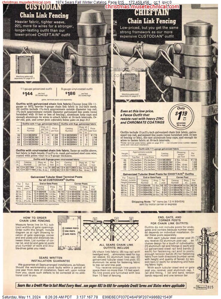 1974 Sears Fall Winter Catalog, Page 815