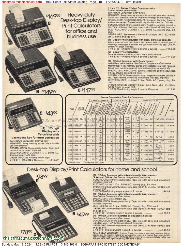 1982 Sears Fall Winter Catalog, Page 848