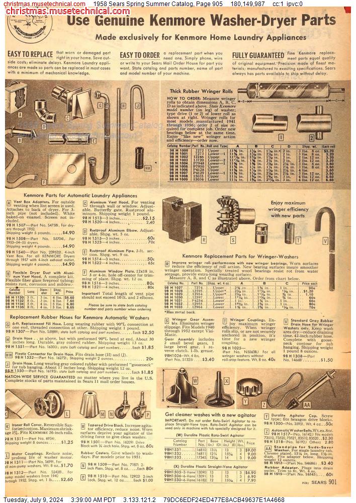 1958 Sears Spring Summer Catalog, Page 905