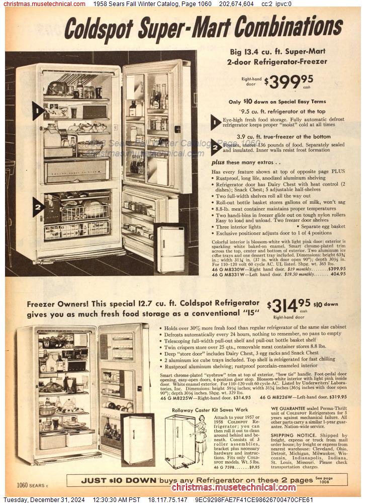 1958 Sears Fall Winter Catalog, Page 1060