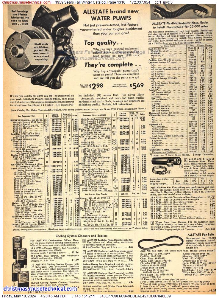 1959 Sears Fall Winter Catalog, Page 1316