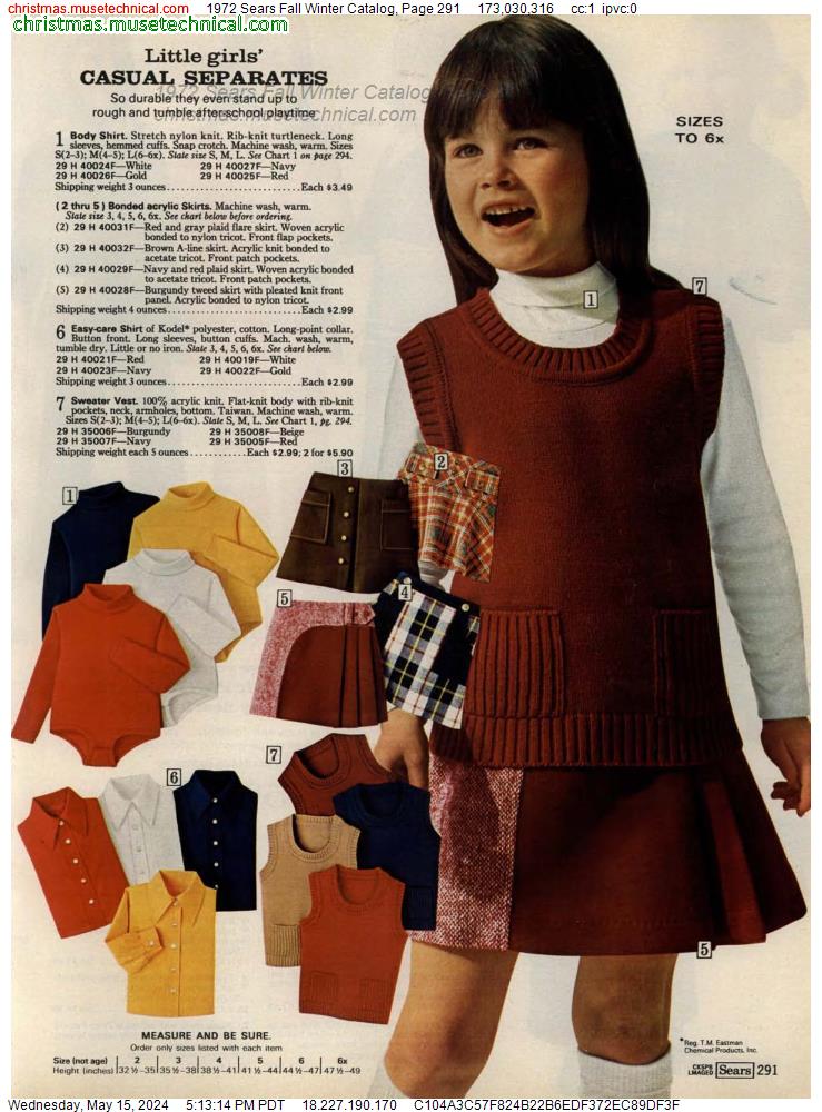 1972 Sears Fall Winter Catalog, Page 291