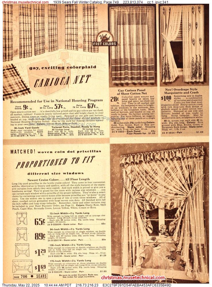 1939 Sears Fall Winter Catalog, Page 749