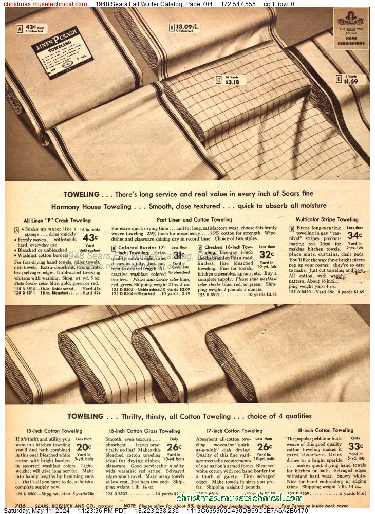 1948 Sears Fall Winter Catalog, Page 704