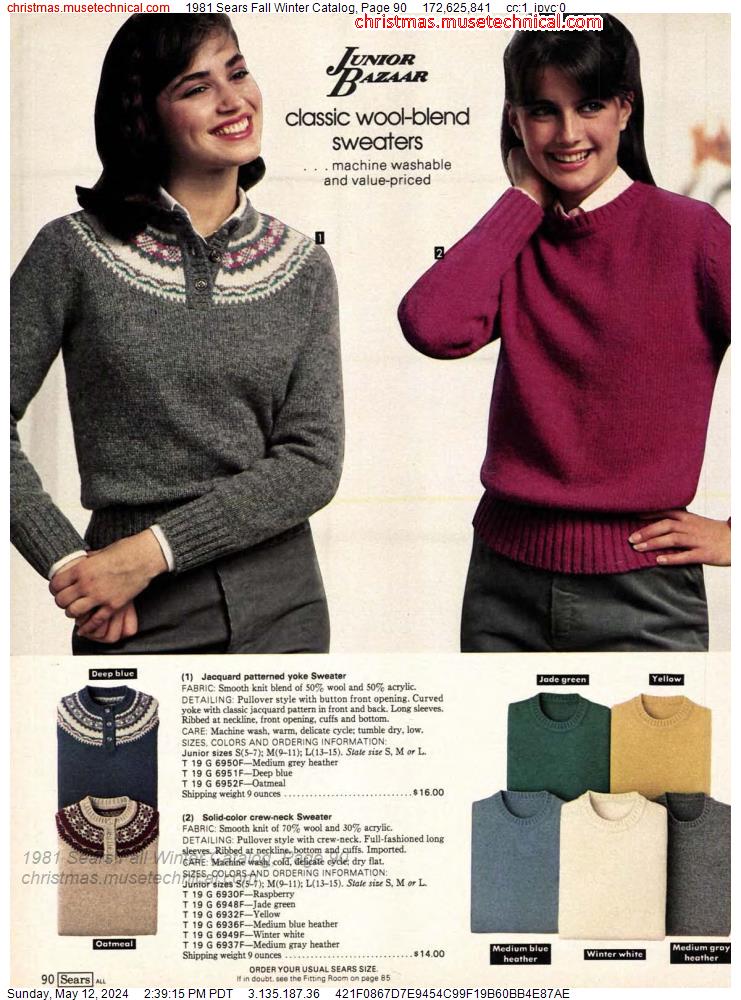 1981 Sears Fall Winter Catalog, Page 90