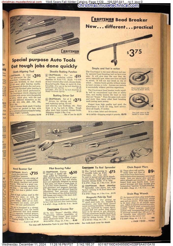 1946 Sears Fall Winter Catalog, Page 1139