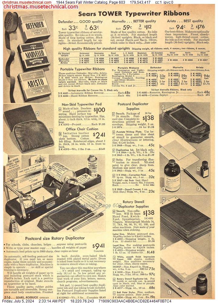 1944 Sears Fall Winter Catalog, Page 603