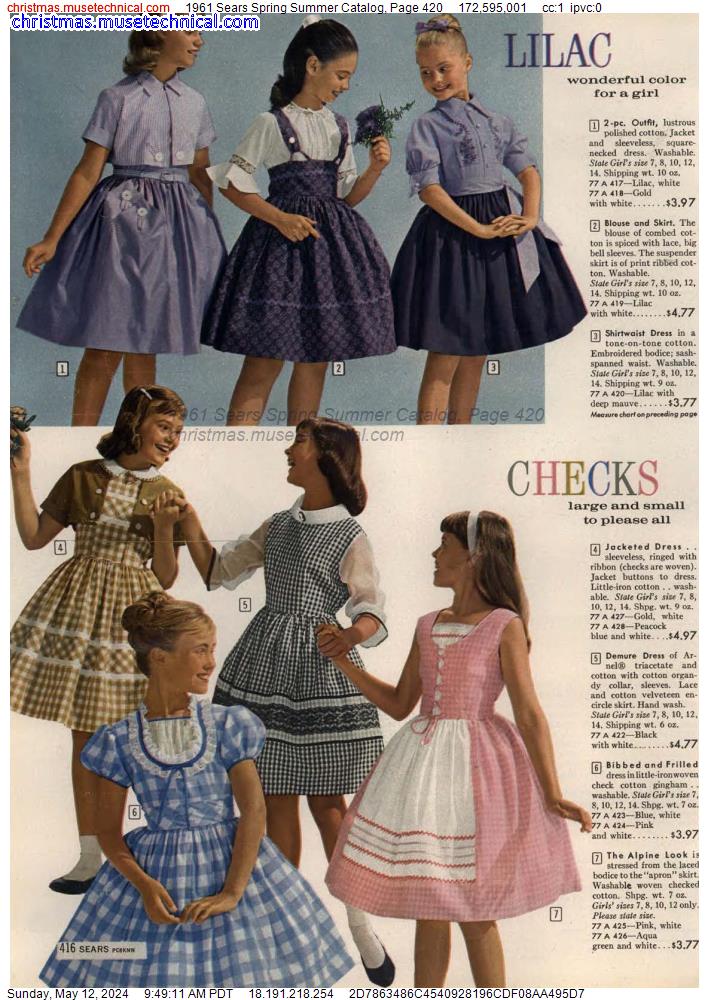 1961 Sears Spring Summer Catalog, Page 420
