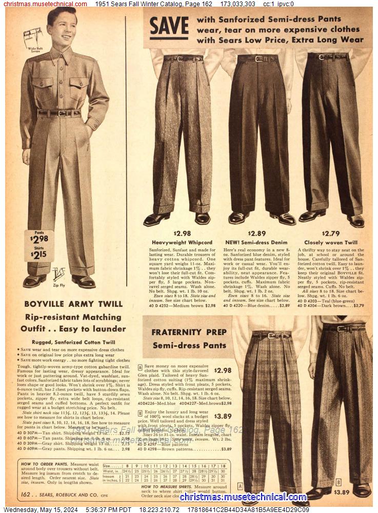 1951 Sears Fall Winter Catalog, Page 162