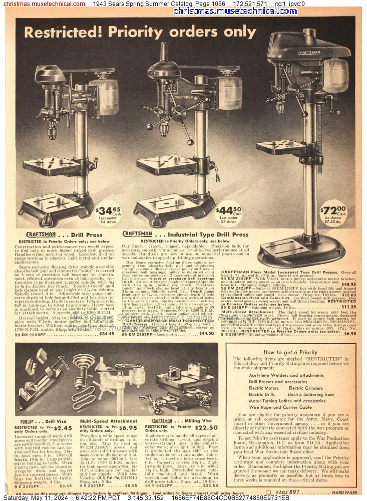 1943 Sears Spring Summer Catalog, Page 1086