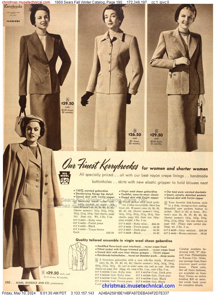 1950 Sears Fall Winter Catalog, Page 190