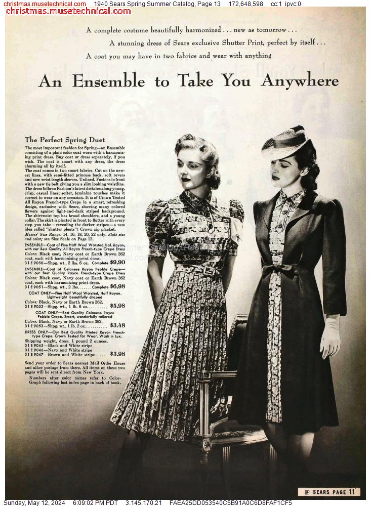 1940 Sears Spring Summer Catalog, Page 13
