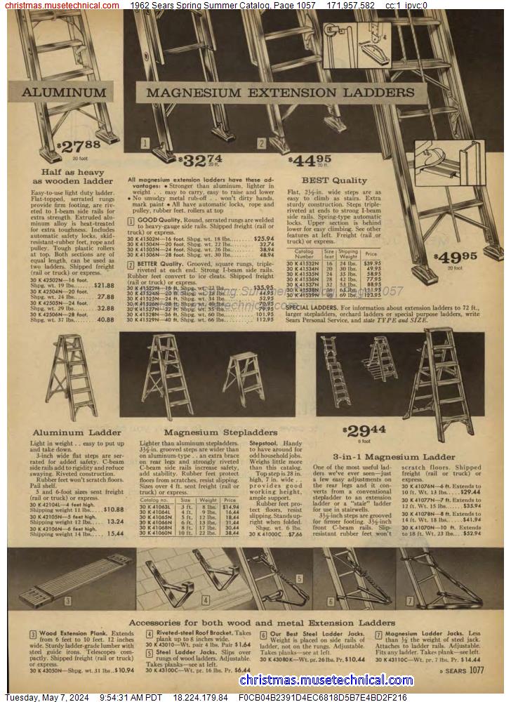 1962 Sears Spring Summer Catalog, Page 1057