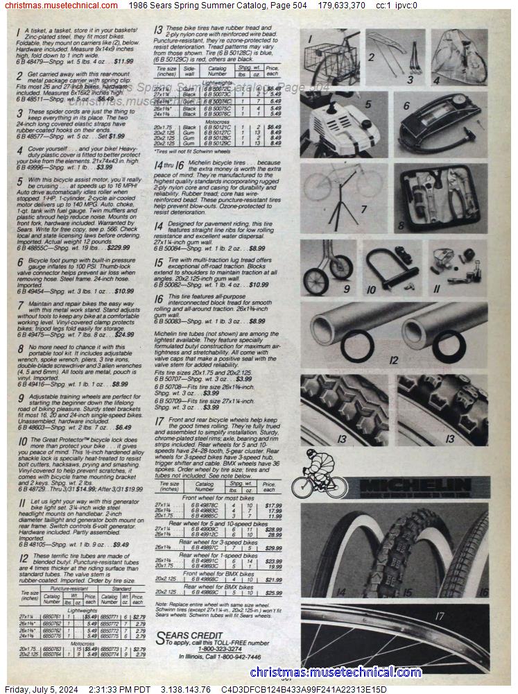 1986 Sears Spring Summer Catalog, Page 504