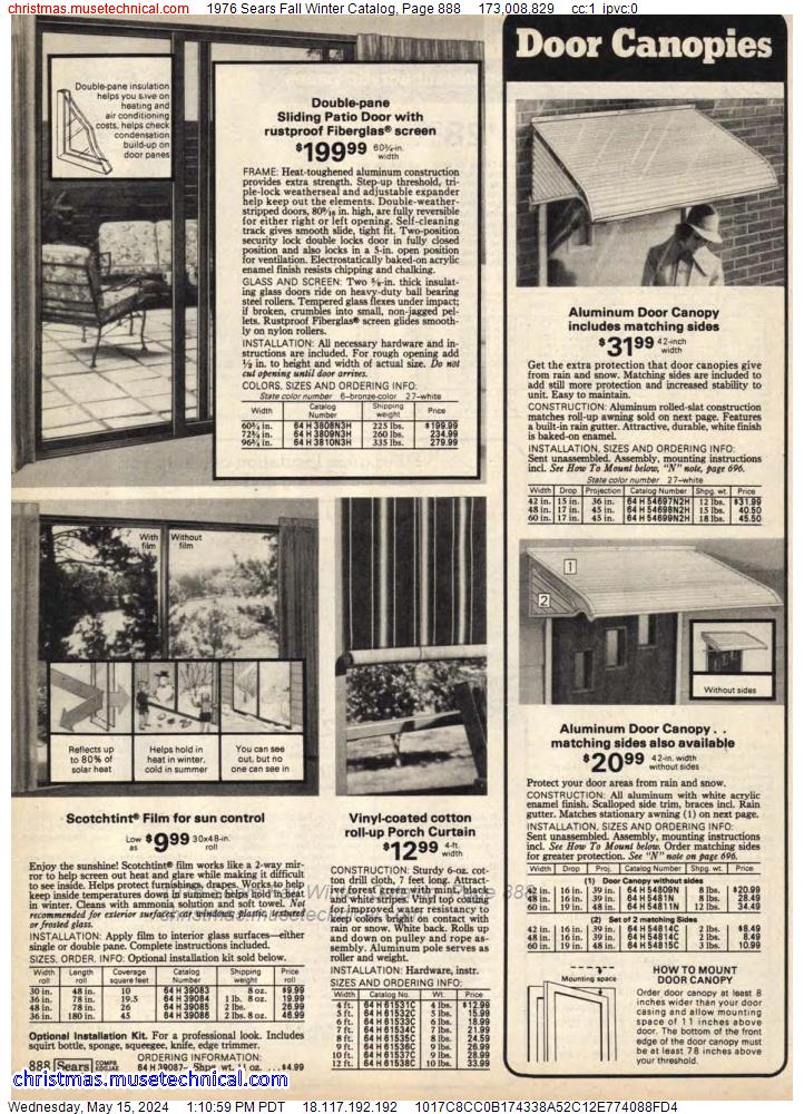 1976 Sears Fall Winter Catalog, Page 888
