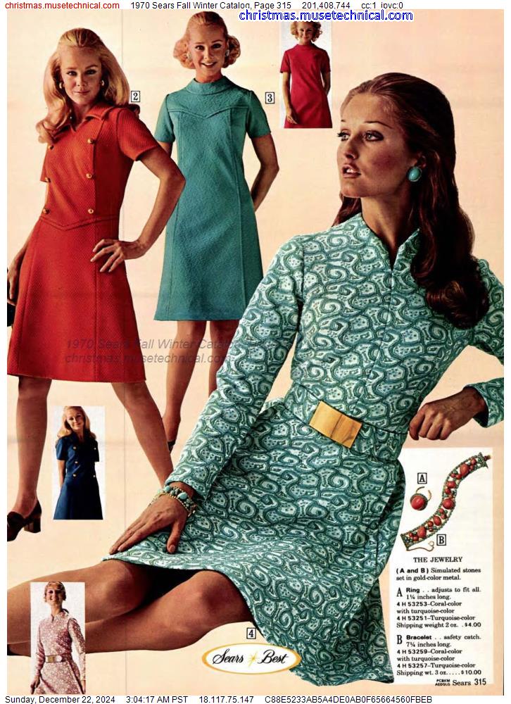 1970 Sears Fall Winter Catalog, Page 315