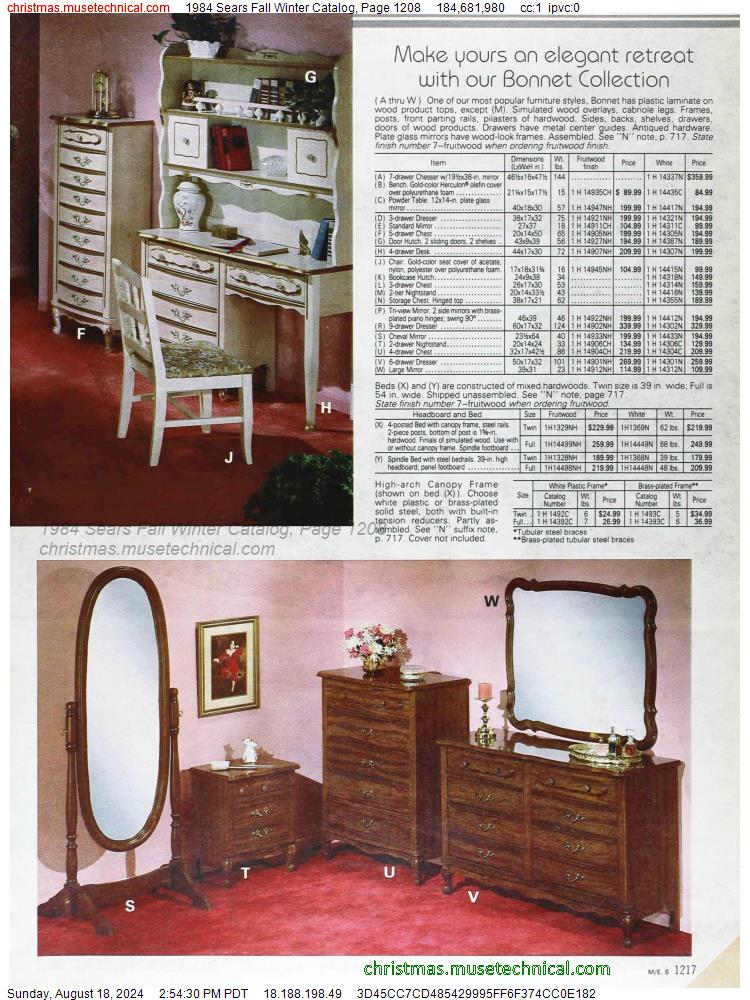 1984 Sears Fall Winter Catalog, Page 1208