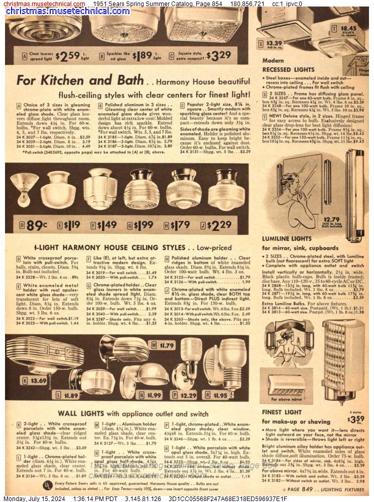 1951 Sears Spring Summer Catalog, Page 854