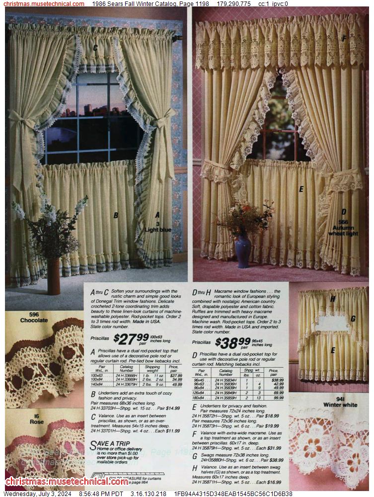 1986 Sears Fall Winter Catalog, Page 1198