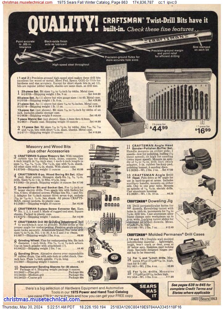 1975 Sears Fall Winter Catalog, Page 863