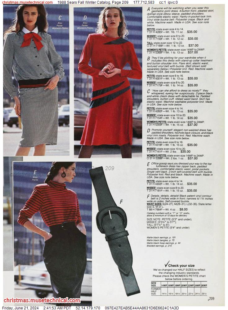 1988 Sears Fall Winter Catalog, Page 209