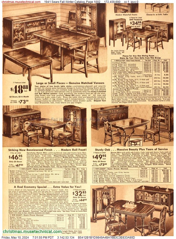 1941 Sears Fall Winter Catalog, Page 1002