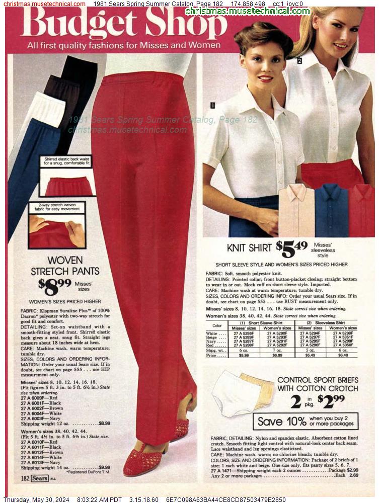 1981 Sears Spring Summer Catalog, Page 182