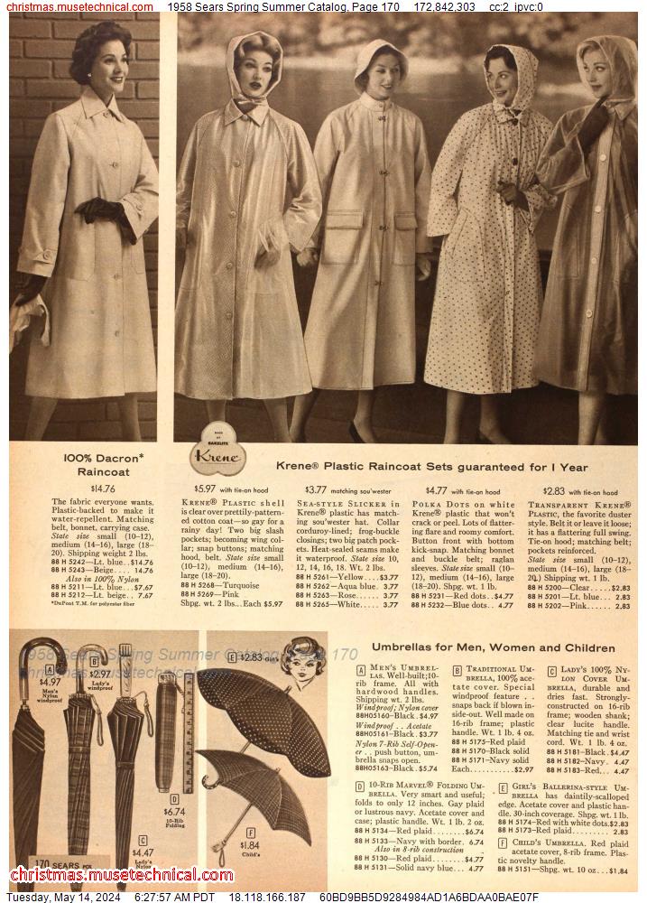 1958 Sears Spring Summer Catalog, Page 170
