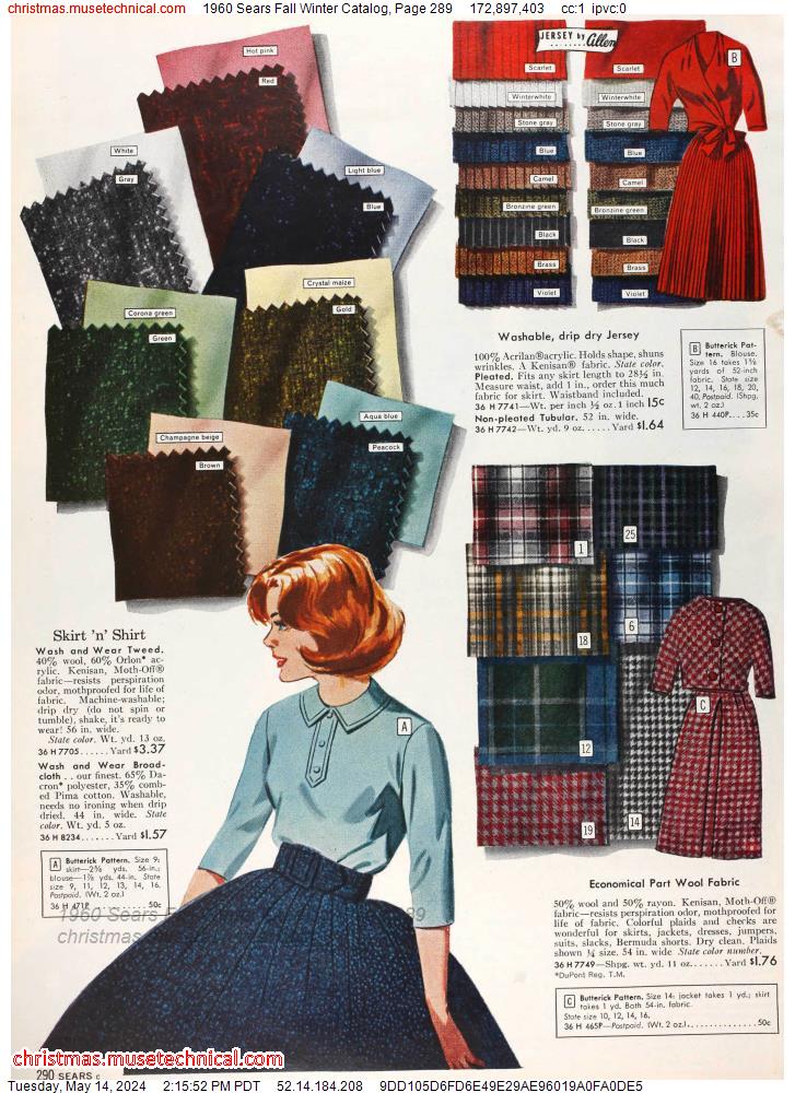 1960 Sears Fall Winter Catalog, Page 289