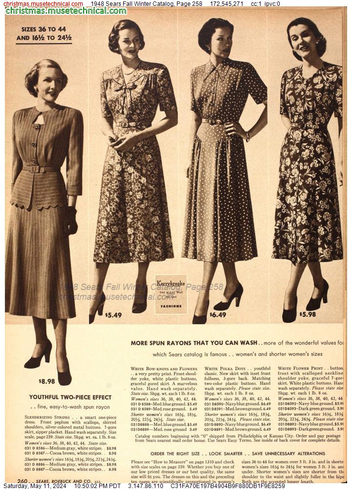 1948 Sears Fall Winter Catalog, Page 258