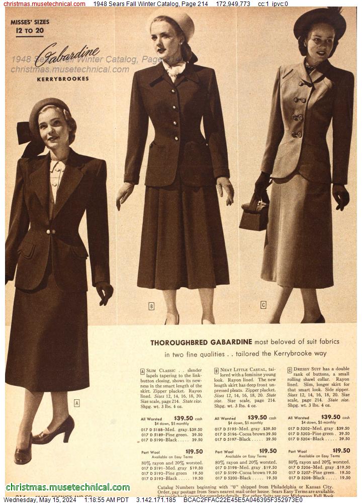 1948 Sears Fall Winter Catalog, Page 214