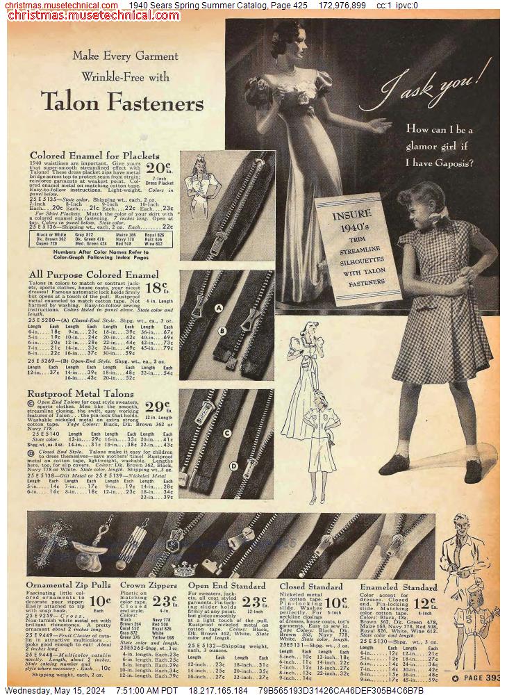 1940 Sears Spring Summer Catalog, Page 425