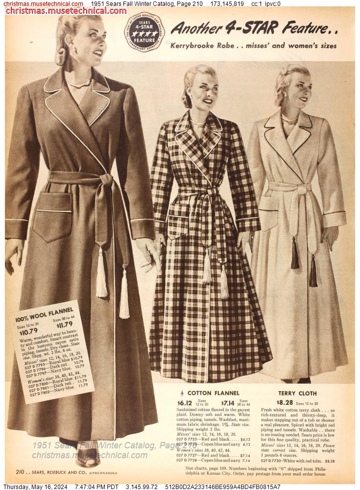 1951 Sears Fall Winter Catalog, Page 210