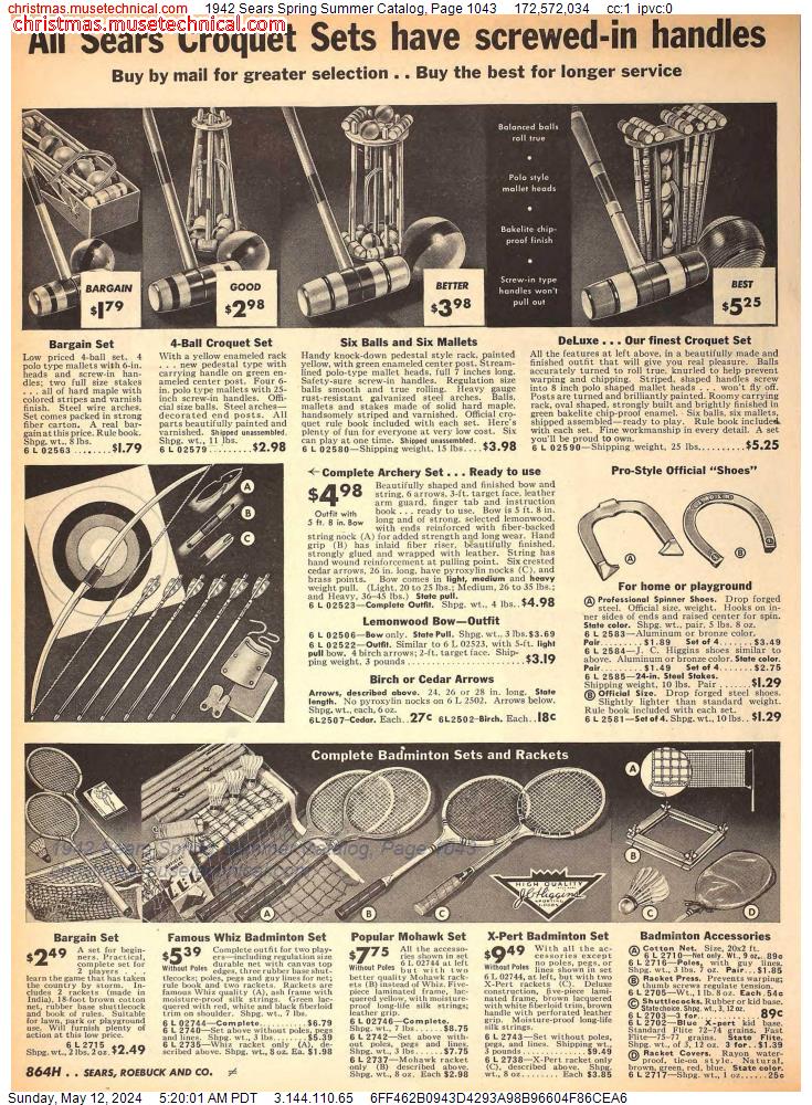 1942 Sears Spring Summer Catalog, Page 1043
