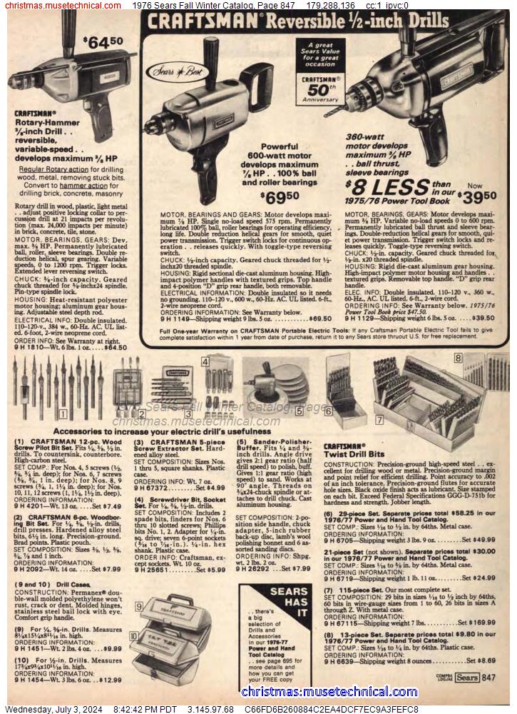 1976 Sears Fall Winter Catalog, Page 847