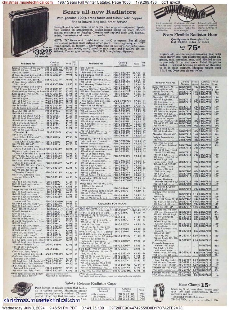1967 Sears Fall Winter Catalog, Page 1000
