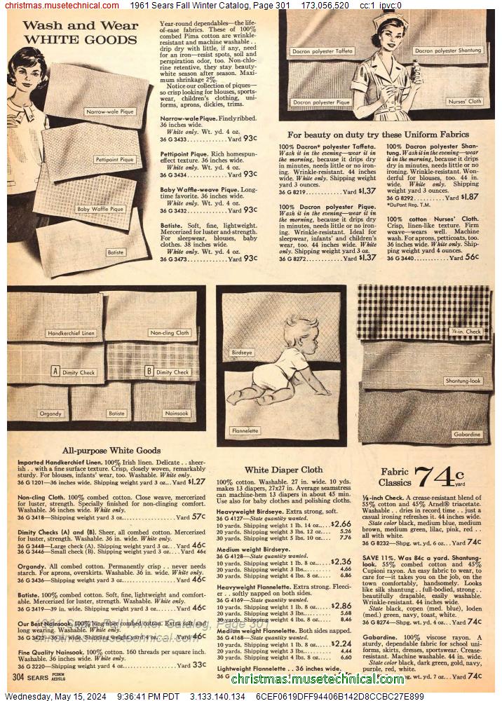 1961 Sears Fall Winter Catalog, Page 301