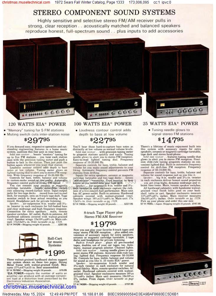 1972 Sears Fall Winter Catalog, Page 1333