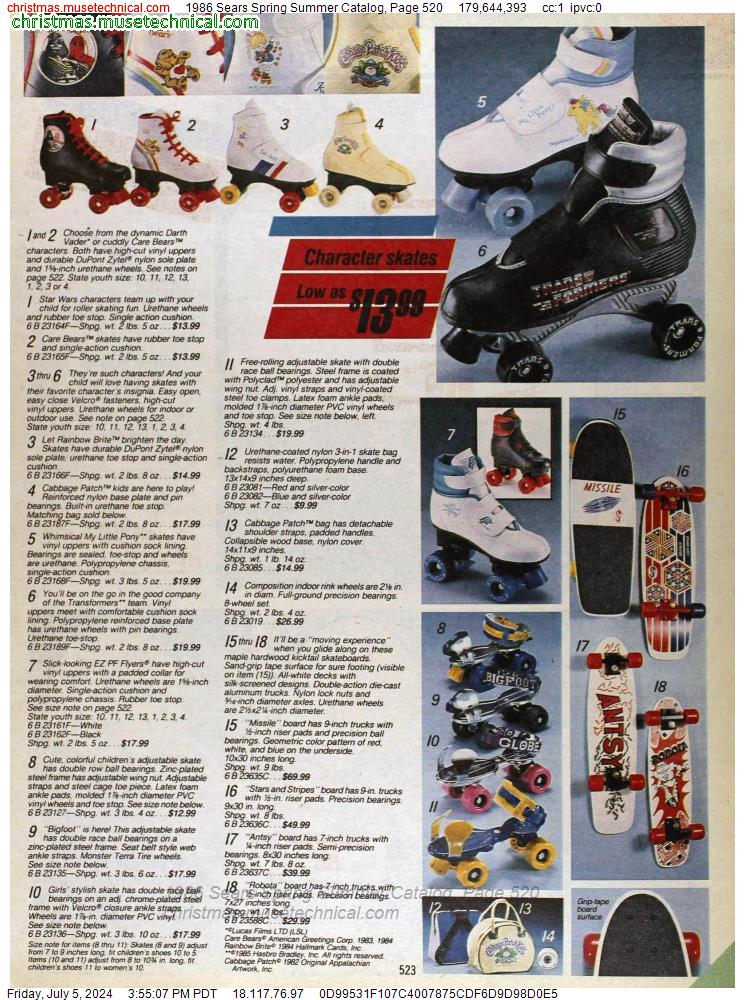 1986 Sears Spring Summer Catalog, Page 520