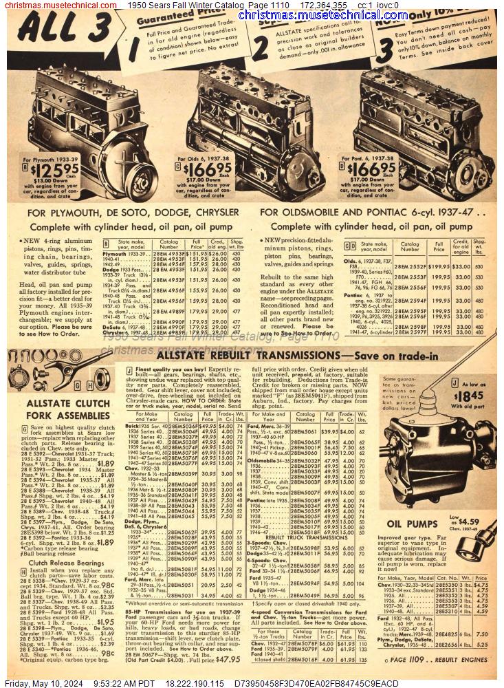 1950 Sears Fall Winter Catalog, Page 1110