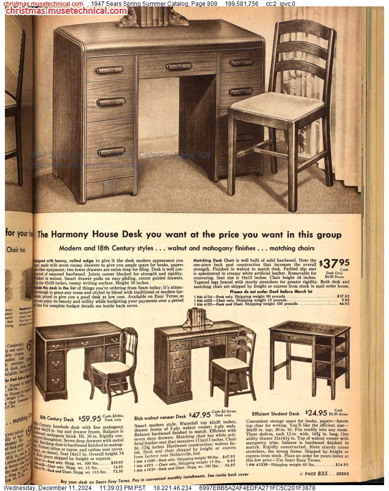 1947 Sears Spring Summer Catalog, Page 809