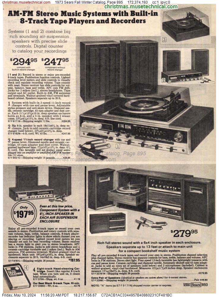 1973 Sears Fall Winter Catalog, Page 895