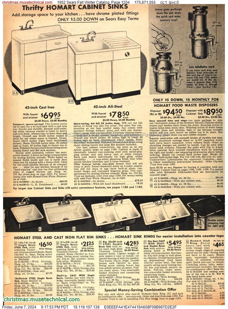 1952 Sears Fall Winter Catalog, Page 1204