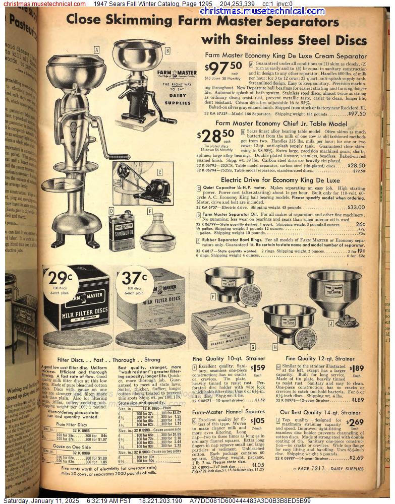 1947 Sears Fall Winter Catalog, Page 1295