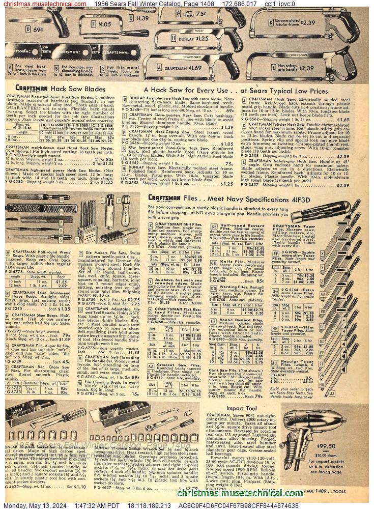 1956 Sears Fall Winter Catalog, Page 1408