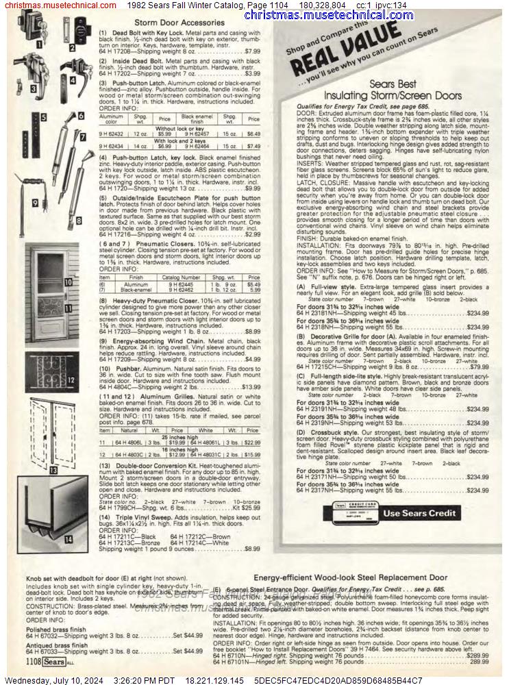 1982 Sears Fall Winter Catalog, Page 1104