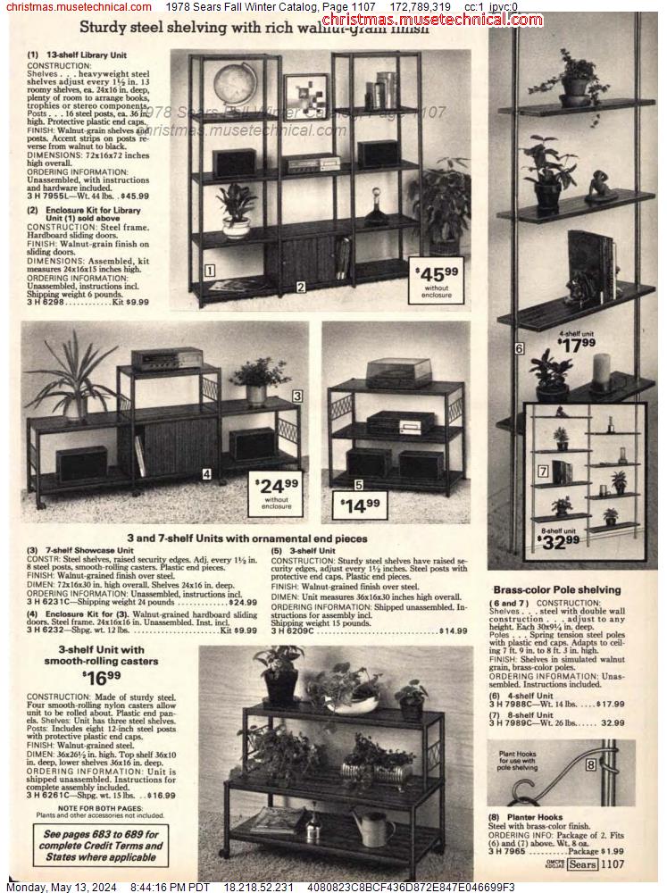 1978 Sears Fall Winter Catalog, Page 1107